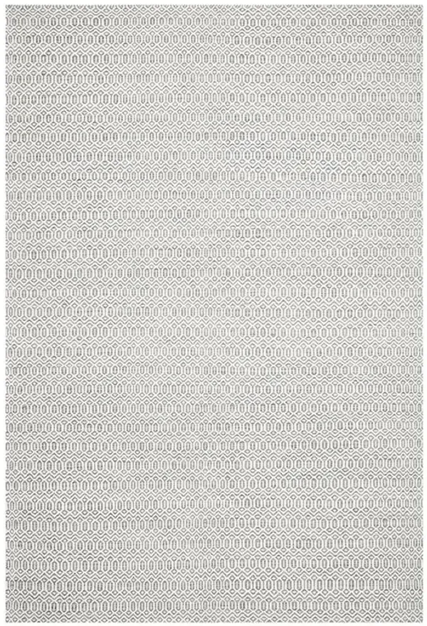 Carys Modern Grey Wool Diamond Patterned Rug - 10'x14'