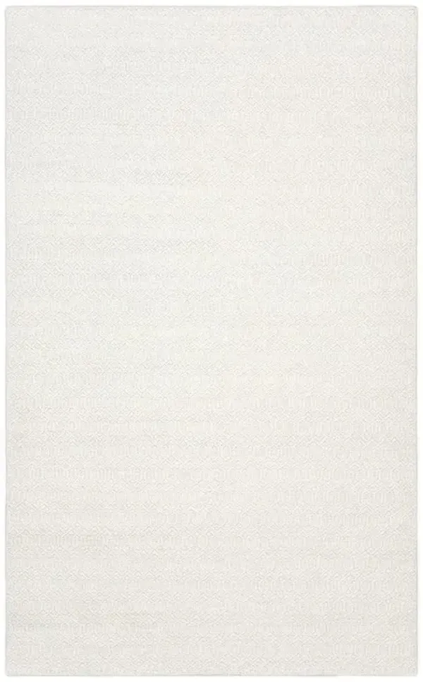 Carys Modern White Wool Diamond Patterned Rug - 8'x10'