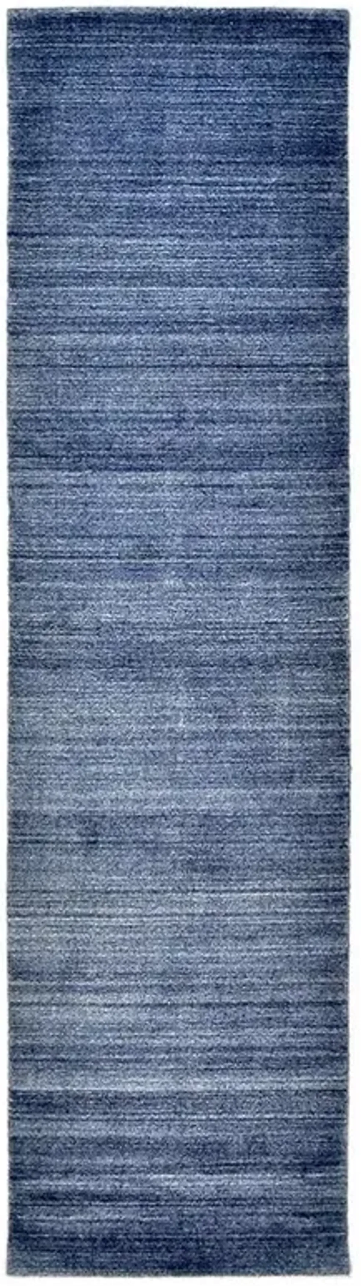 Hartley Modern Denim Blue Wool Solid Rug - 2'6"x8'