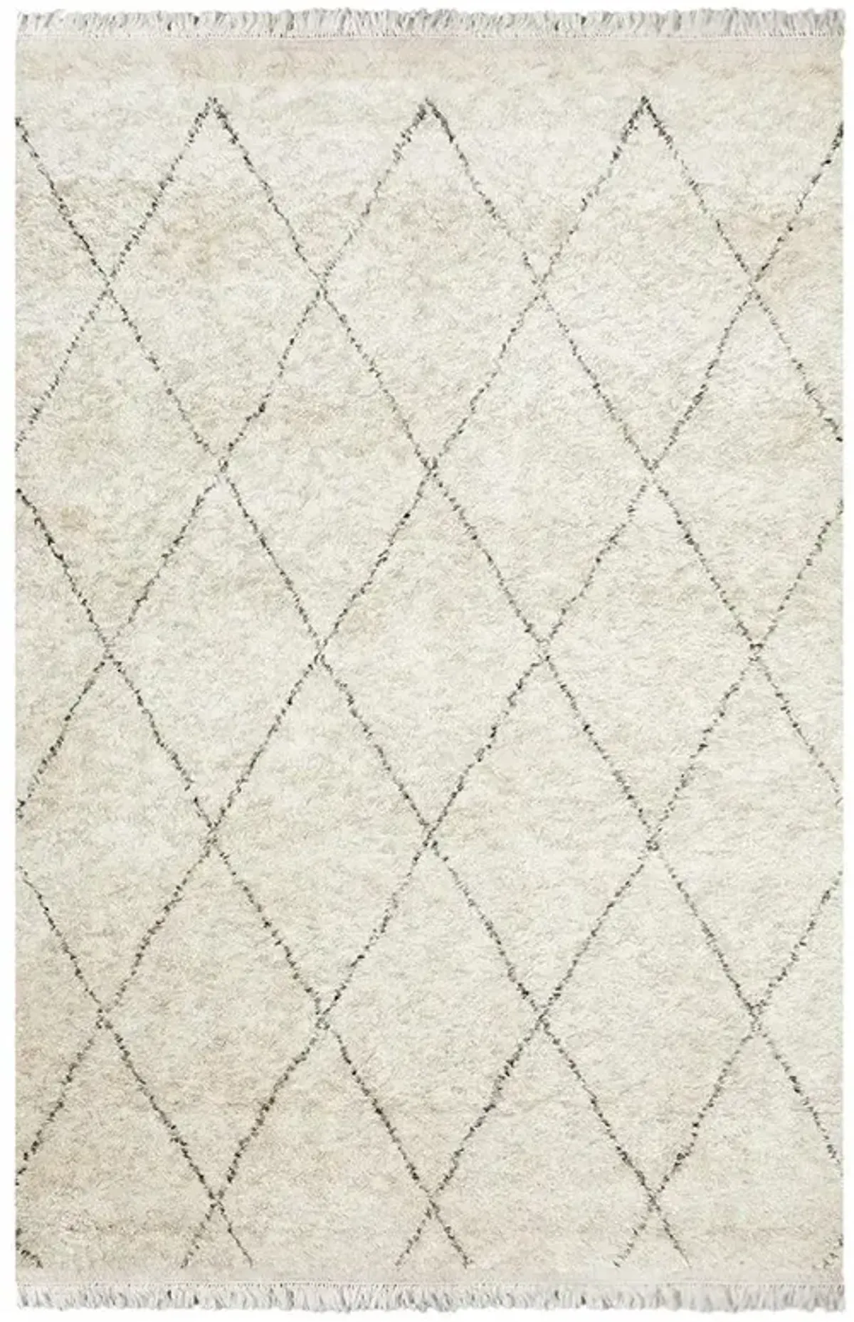 Sanaya Moroccan Linen Beige Wool Diamond Patterned Hand Knotted Rug - 2'6"x8'