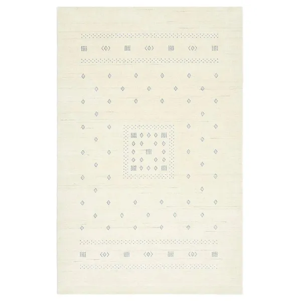 Priya Modern Classic Snow Wool Geometric Patterned Rug - 5'x8'