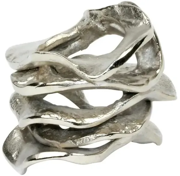 Flux Hollywood Regency Silver Aluminum Napkin Ring - Set of 4