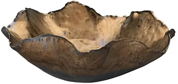 Pamela Modern Classic Antique Gold Ceramic Floral Decorative Bowl