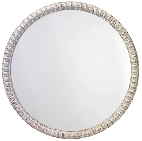Janis Coastal Beach White Washed Wood Round Wall Mirror