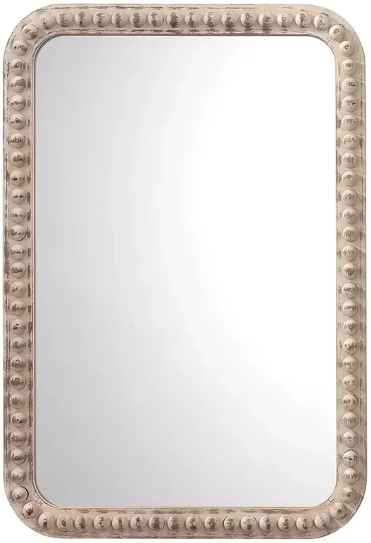 Janis Coastal Beach White Washed Wood Rectangular Wall Mirror