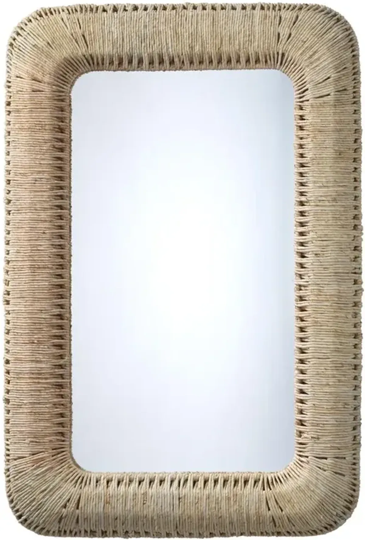 Frida Coastal Beach Beige Rope Rectangular Wall Mirror