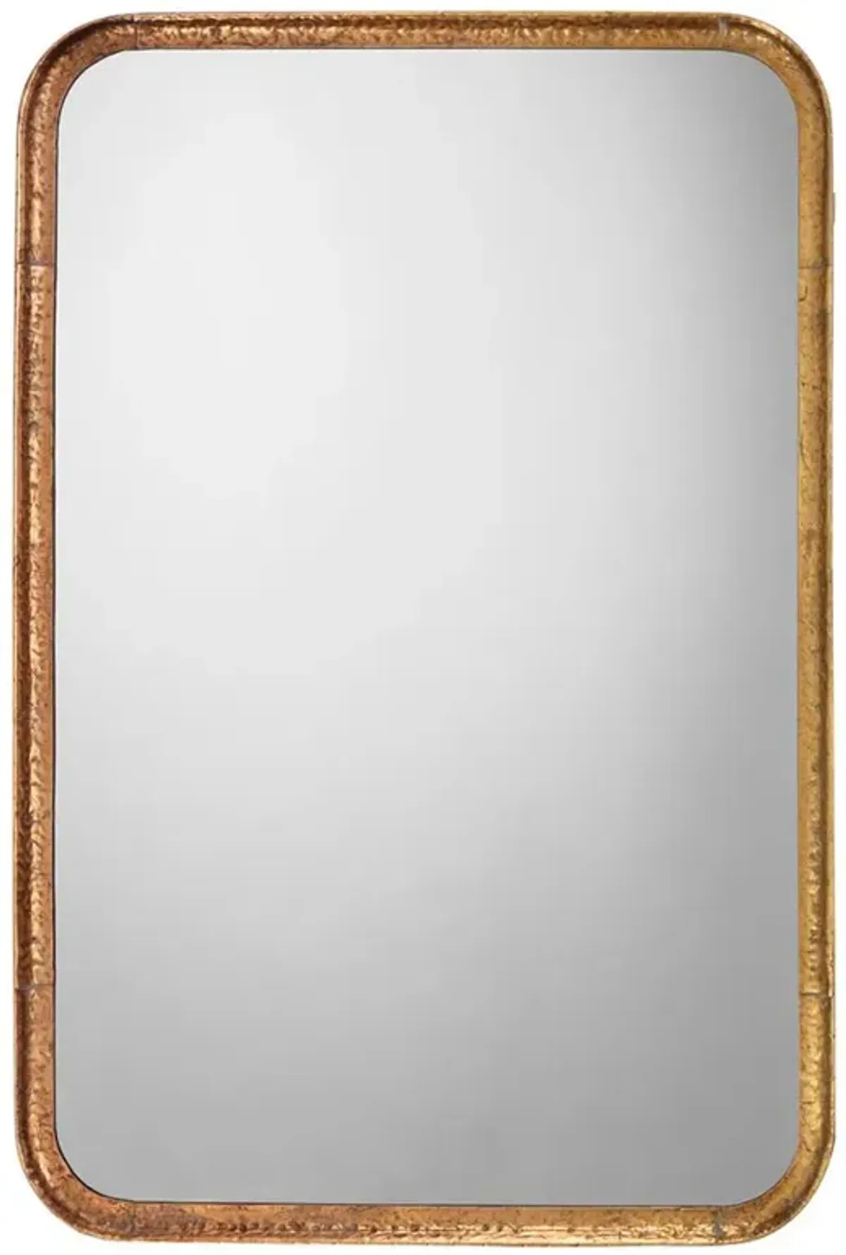 Nicole Hollywood Regency Gold Leaf Iron Rectangular Wall Mirror