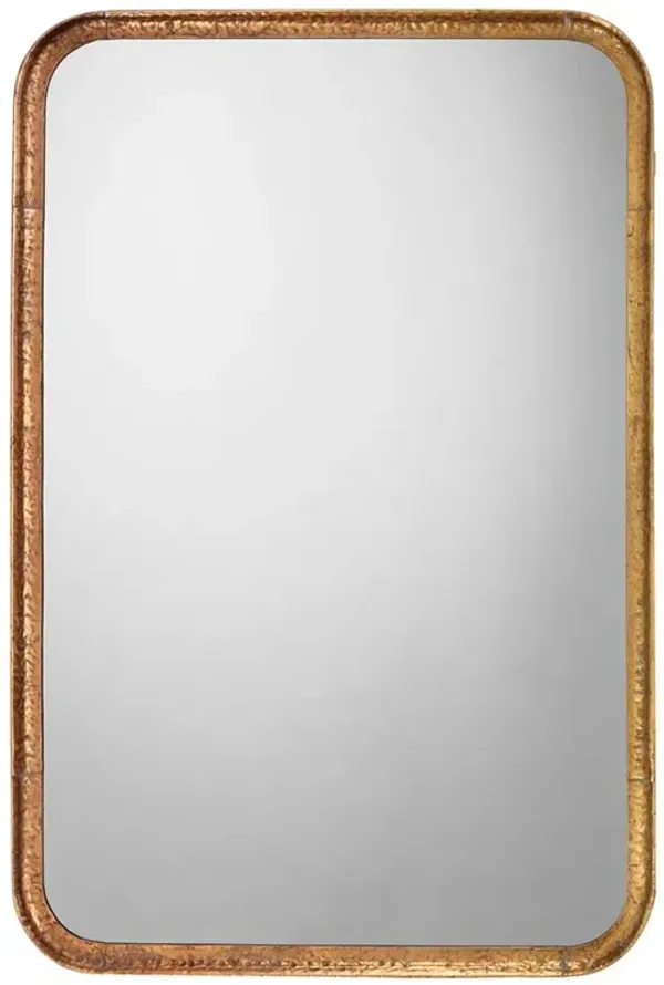 Nicole Hollywood Regency Gold Leaf Iron Rectangular Wall Mirror