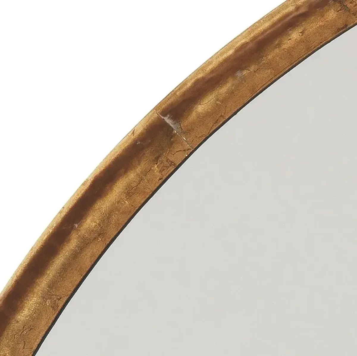 Nancy Hollywood Regency Gold Leaf Iron Round Wall Mirror