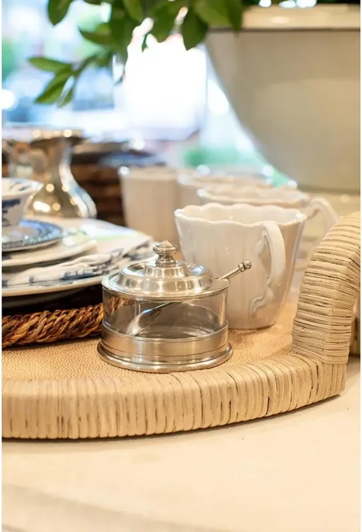 MATCH Modern Pewter Lid Clear Glass Condiment Bowl and Spoon