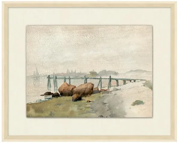 Caroline French Country Beige Sailboat Seascape Painting II