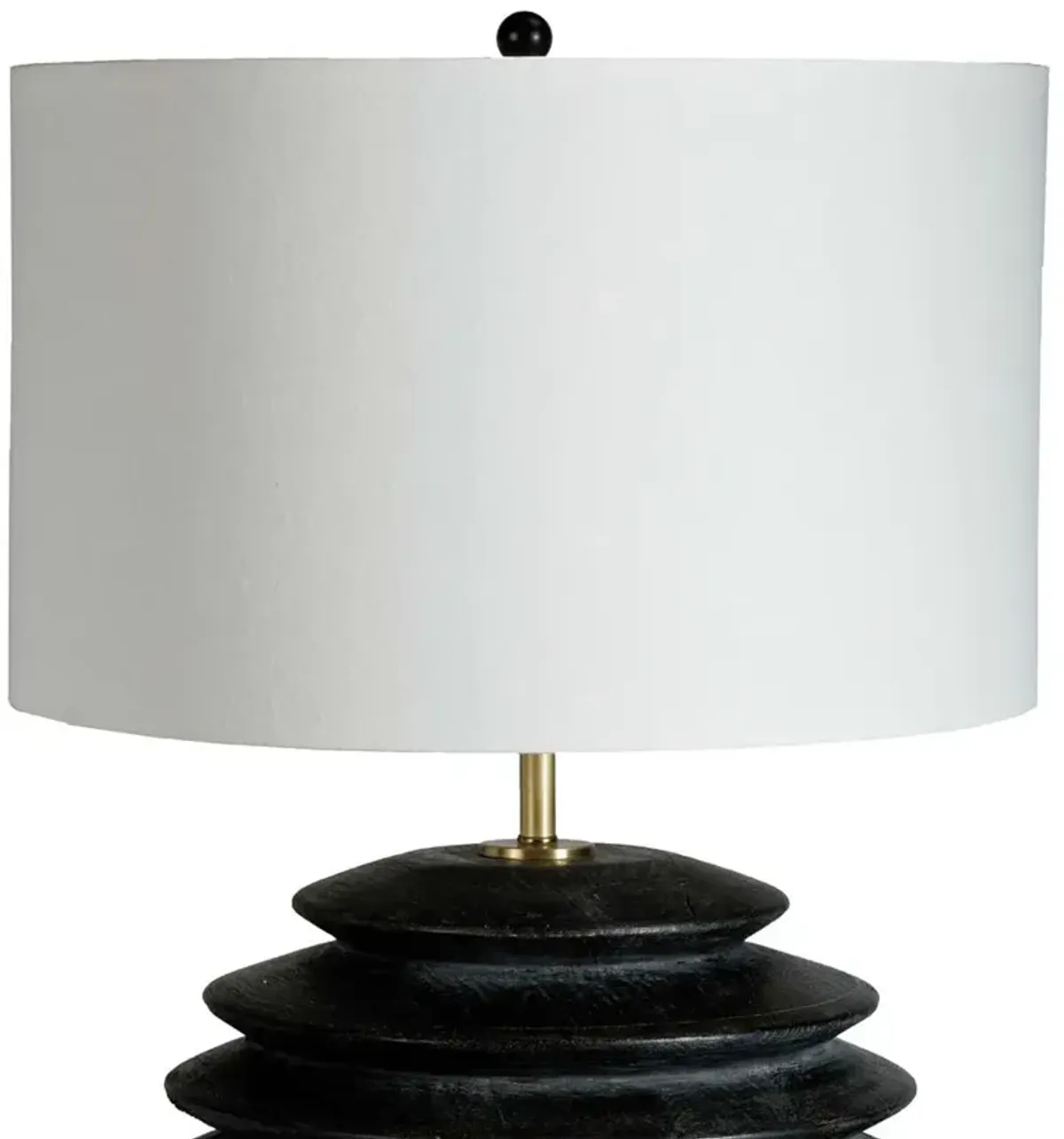 Accordion Black Birch Wood Round Base Table Lamp