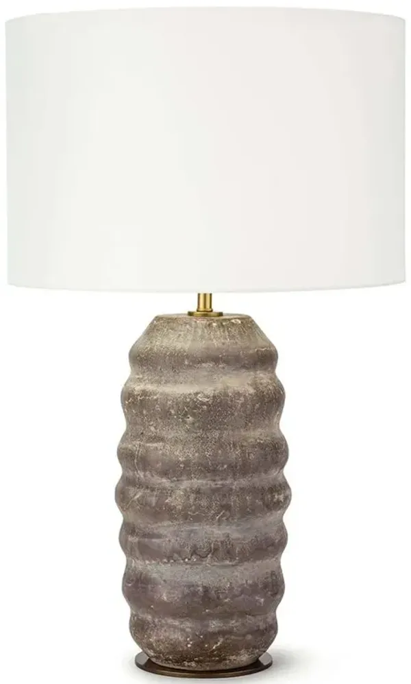 Ola Rustic Lodge Brown Ceramic Base White Linen Shade Table Lamp