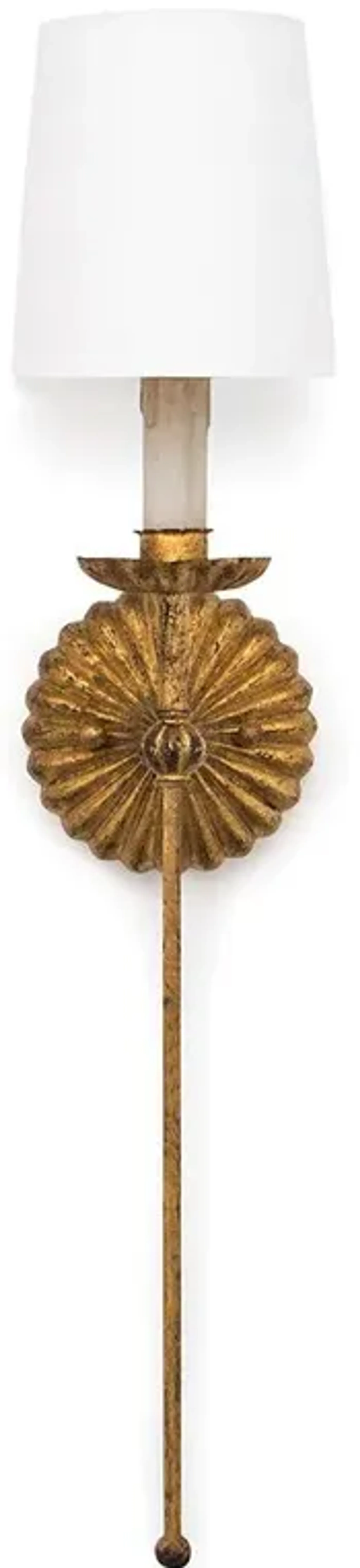 Clove French Country Antique Gold Leaf Stem Single Sconce | Furniture.com