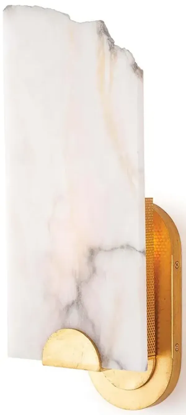 Jonah Hollywood Regency White Stone Natural Brass Steel Sconce