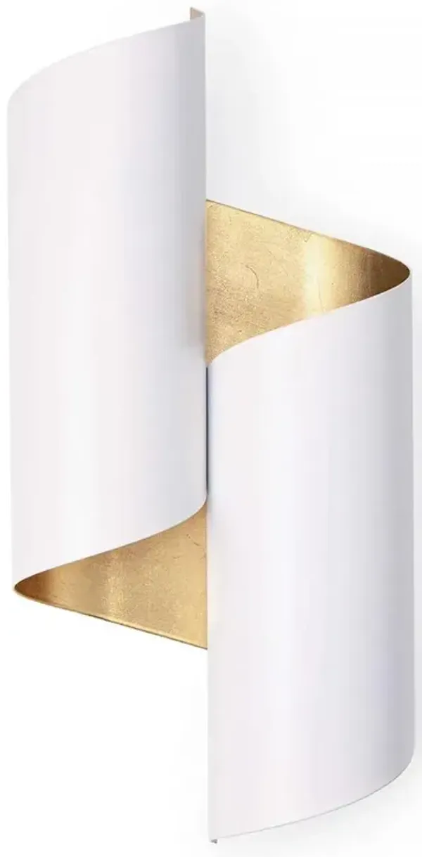 Folio Hollywood Regency White Aluminum Gold Interior Sconce