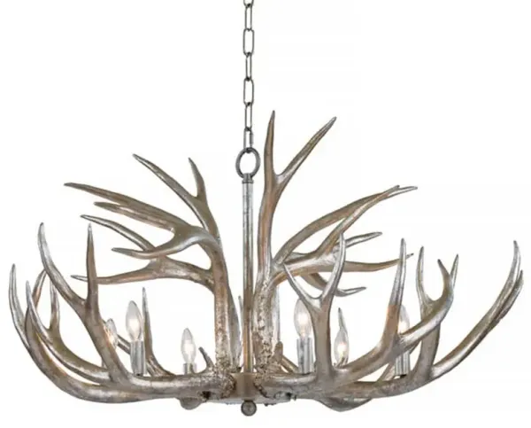 Antler Rustic Silver Resin Chandelier