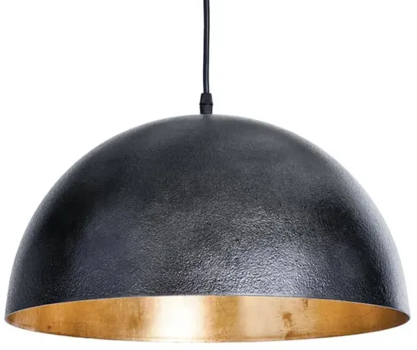 Sigmund Industrial Loft Black Steel Gold Interior Pendant - Small