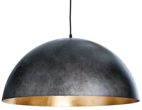Sigmund Industrial Loft Black Steel Gold Interior Pendant - Large