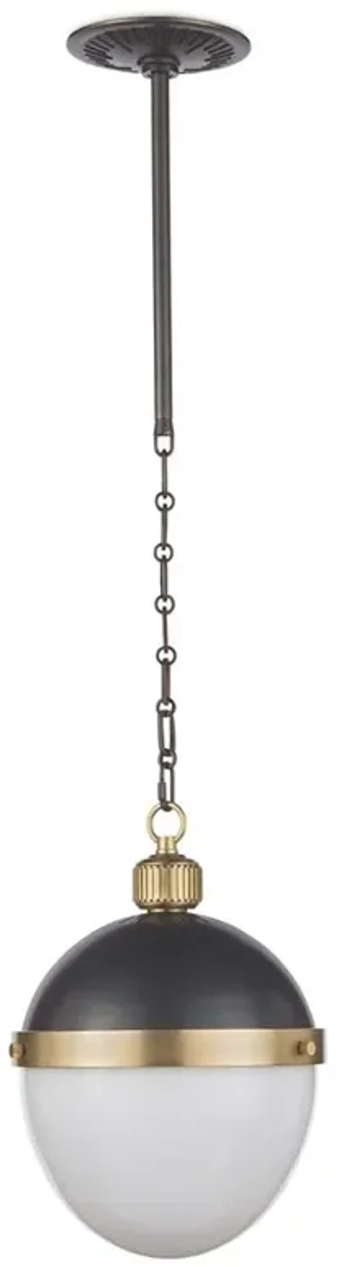 Otis Industrial Frosted White Glass Black Brass Pendant - Small