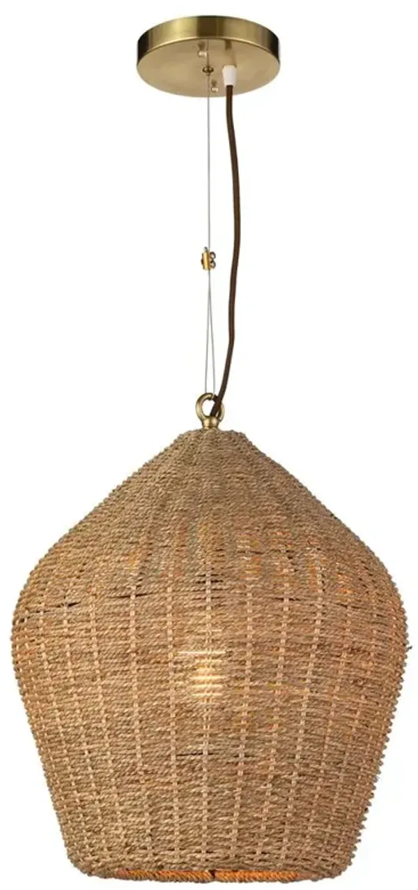 Georgian Natural Woven Rattan Single Pendant