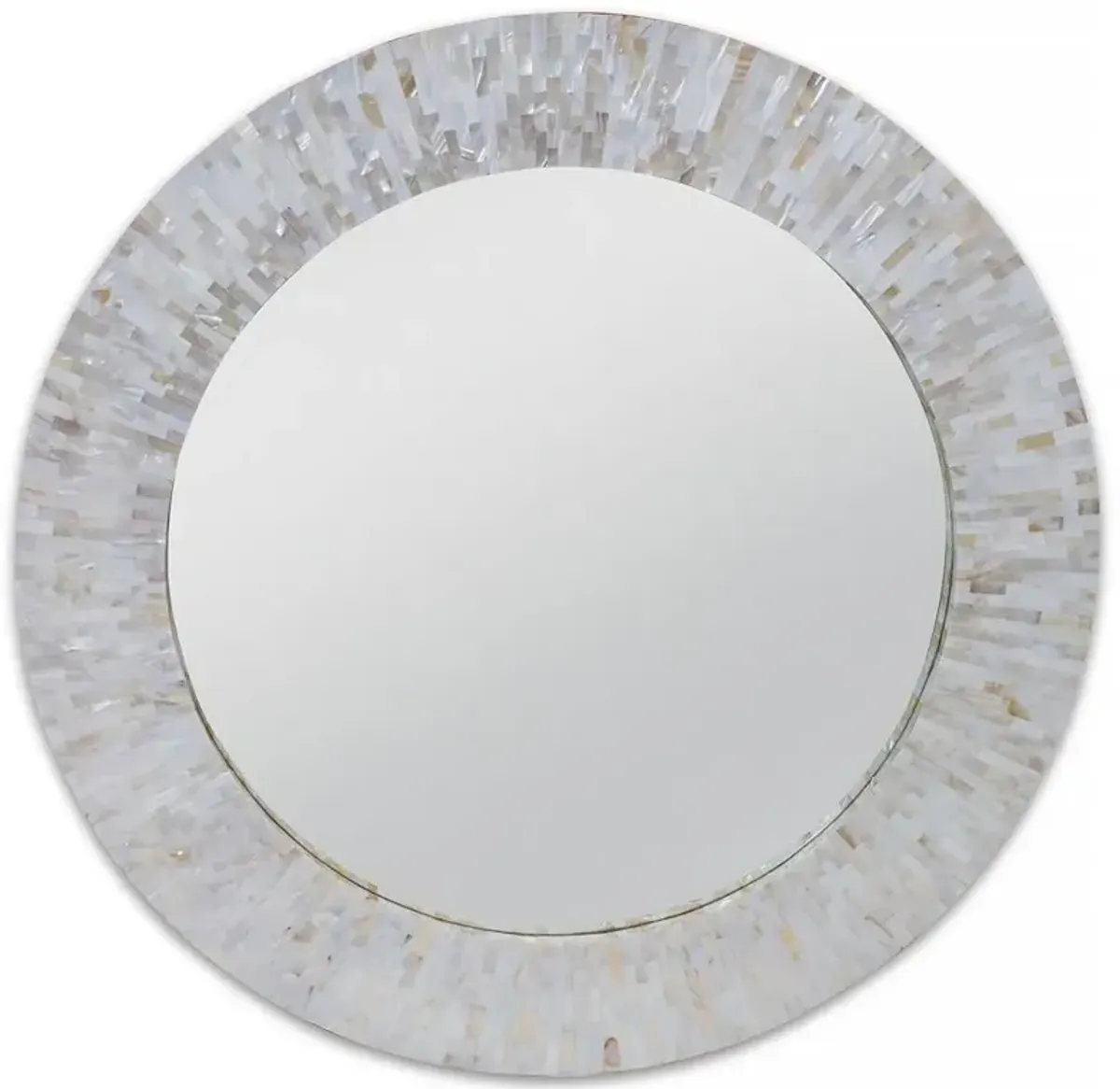Chantal White Pearl Round Mirror