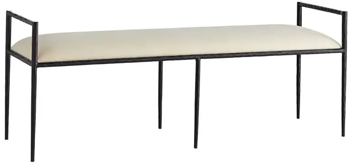 Barbana Modern Classic Off White Muslin Black Iron Bench