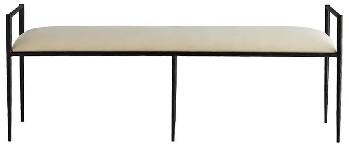 Barbana Modern Classic Off White Muslin Black Iron Bench
