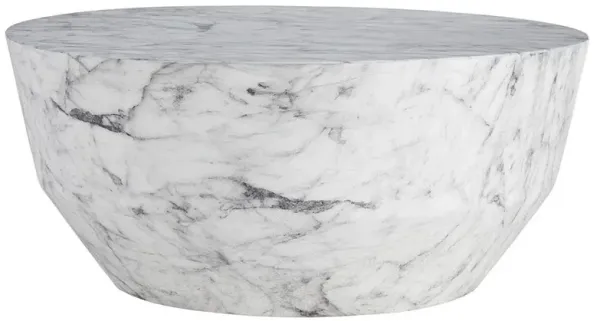 Godwin Modern Classic White Faux Marble Round Cocktail Table