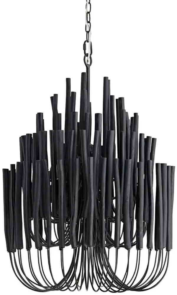 Tilda Modern Classic Black Wood Iron Frame Chandelier - Small