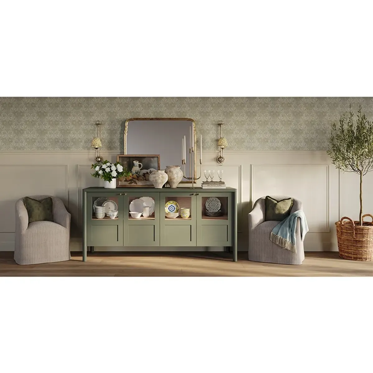 Nicholas French Country 96" Olive Tree Drop In Faux Floral Plant