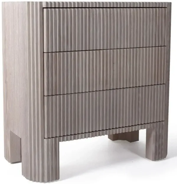 Amelia Modern Classic Brown French Oak Wood 3 Drawer Nightstand
