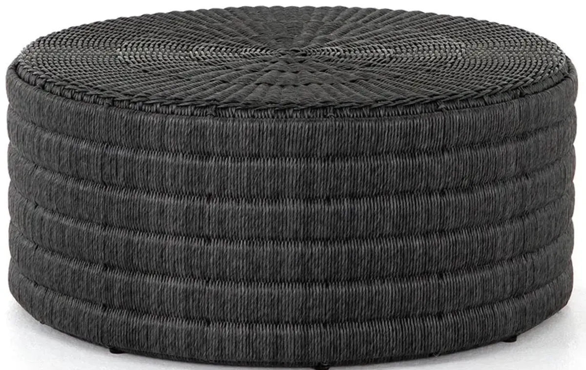 Madilynn Coastal Beach Black Fabric Outdoor Coffee Table