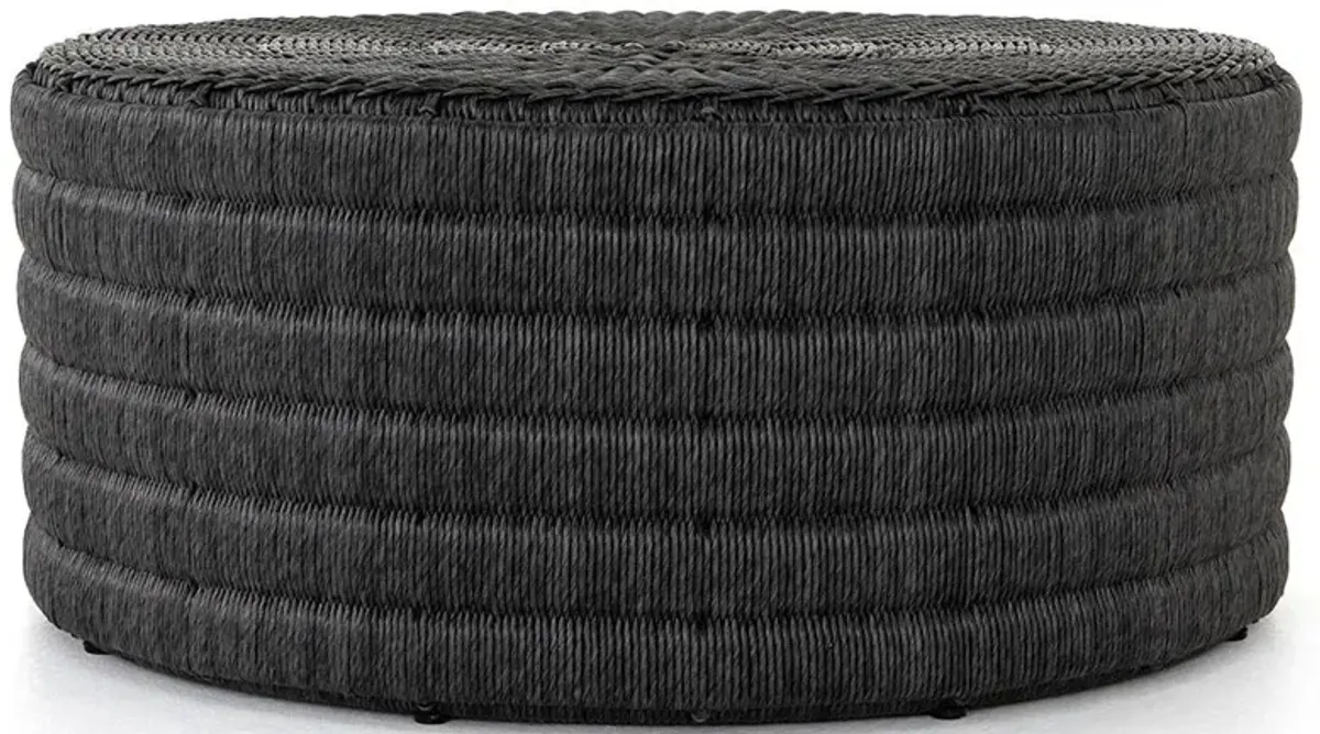 Madilynn Coastal Beach Black Fabric Outdoor Coffee Table
