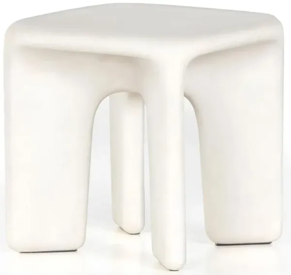 Dante Modern Classic White Concrete Outdoor End Table