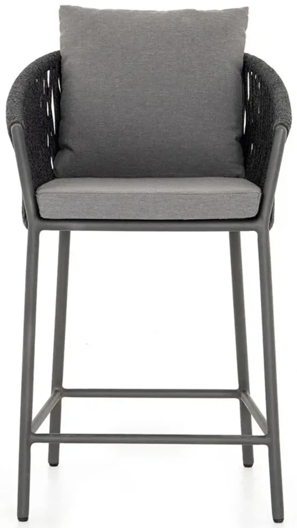 Porter Coastal Beach Grey Cushion Rope Outdoor Counter Stool