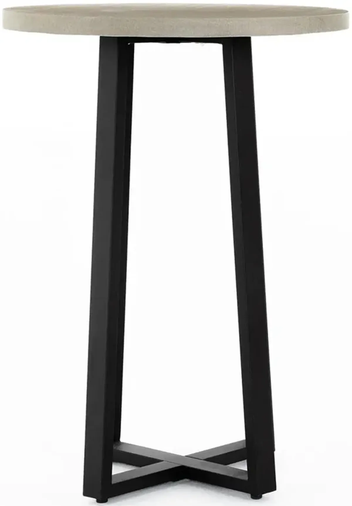 Maceo Modern Classic Grey Stone Black Iron Round Outdoor Bar Table - 30"W