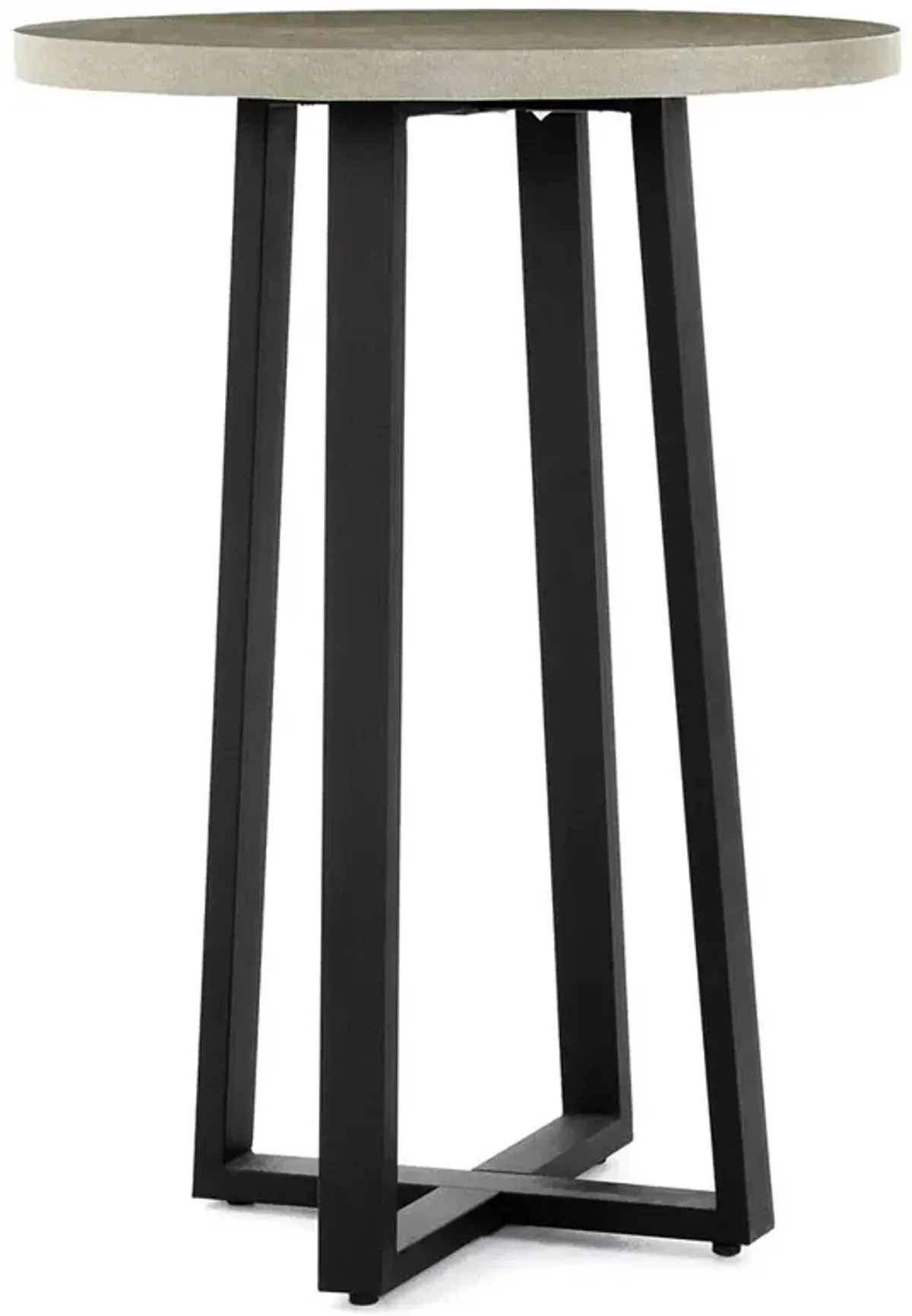 Maceo Modern Classic Grey Stone Black Iron Round Outdoor Bar Table - 30"W