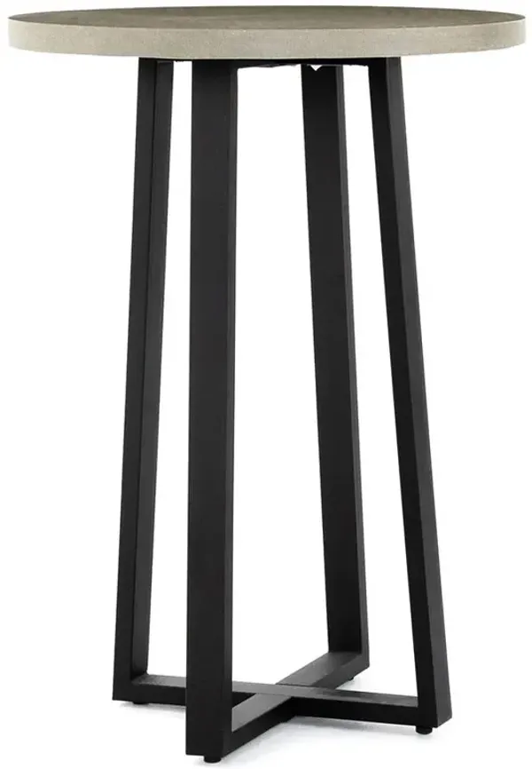 Maceo Modern Classic Grey Stone Black Iron Round Outdoor Bar Table - 30"W