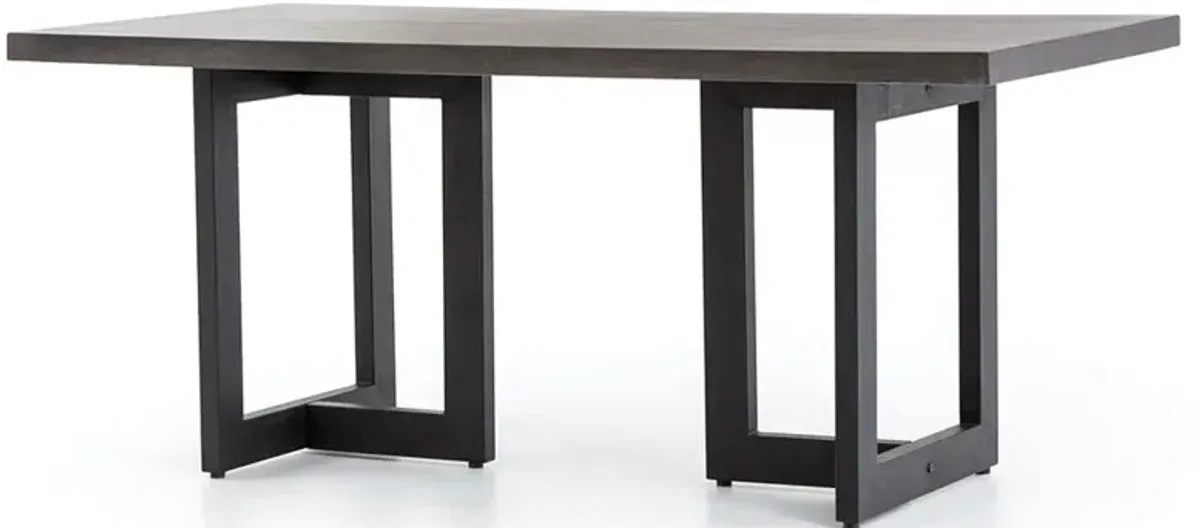 Judith Industrial Loft Black Stone Outdoor Dining Table - 69"W
