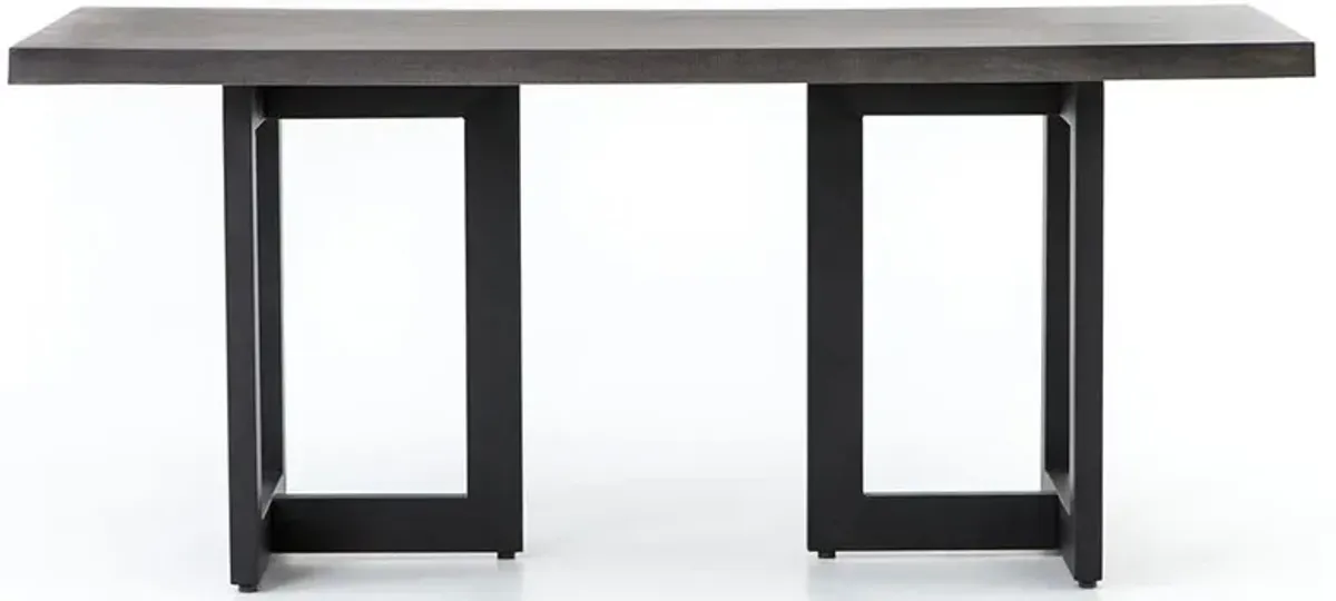 Judith Industrial Loft Black Stone Outdoor Dining Table - 69"W