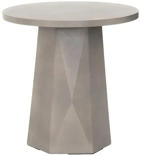 Barley Industrial Loft Grey Concrete Round Outdoor Pedestal End Table