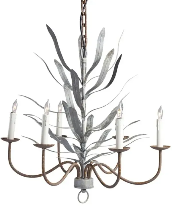 Allen French Country Silver Iron Frame Gold Accent Chandelier - Large
