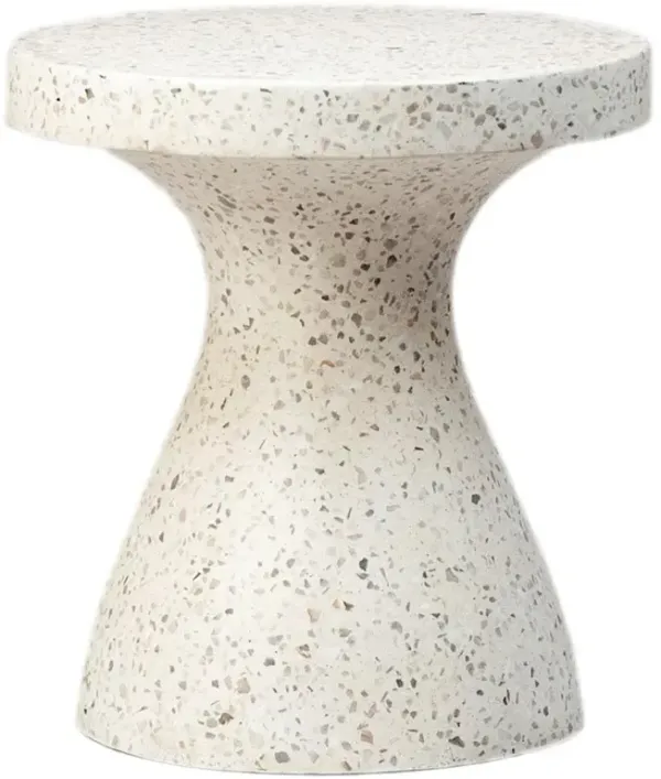 Richard Modern Classic Speckled White Stone Outdoor Side Table