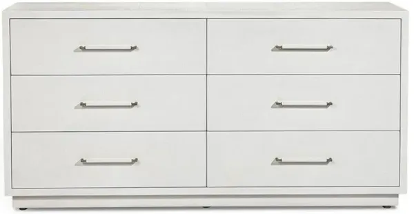 Taylor Modern Classic White Faux Linen Silver Iron Double Dresser