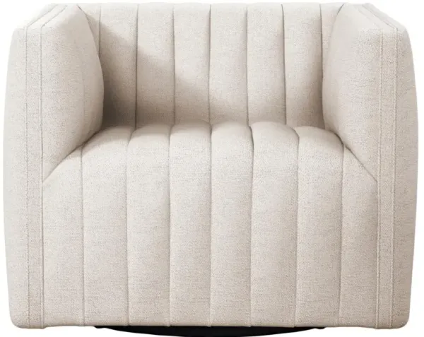 Leo Mid Century Modern White Upholstered Swivel Tufted Occasional Chair