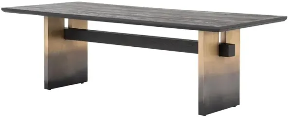 Coen Industrial Loft Black Oak Wood Rectangular Dining Table - 94"W