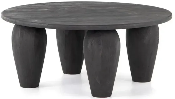 Amina Global Bazaar Black Reclaimed Wood Round Coffee Table