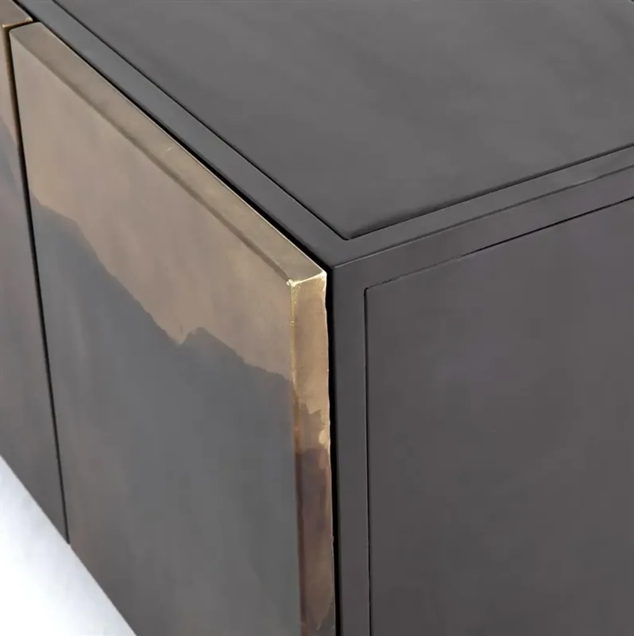 Baylor Industrial Loft Brown Ombre Iron Media Console Kathy Kuo Home ...