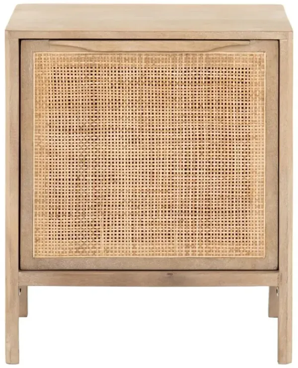 Rhian Coastal Natural Woven Cane Mango Wood Removable Shelf Right Facing Nightstand